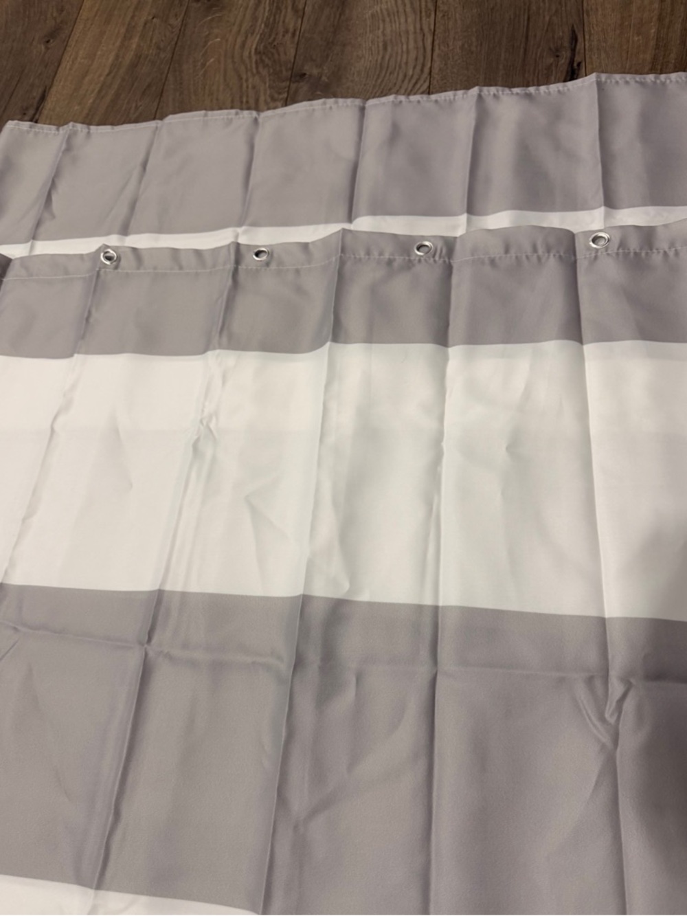 Brand New, Never Used: Gray and White Striped Shower Curtain - Home Bath